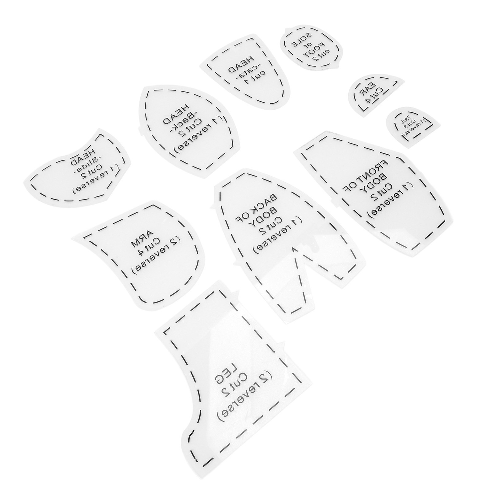 _Memory Bear Template Ruler 10 Pieces Acrylic Sewing Pattern Set For Cute Doll