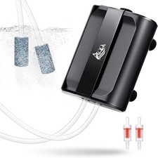 Aquarium Air Pump,3.5W 5W Dual Outlet Oxygen Pump W/ 2 Air Stone,Adjustable Air