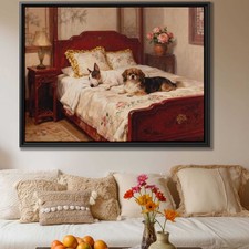 Oil Painting Bull Terrier Canvas Print Dog Lovers Wall Art for Bedroom Decor