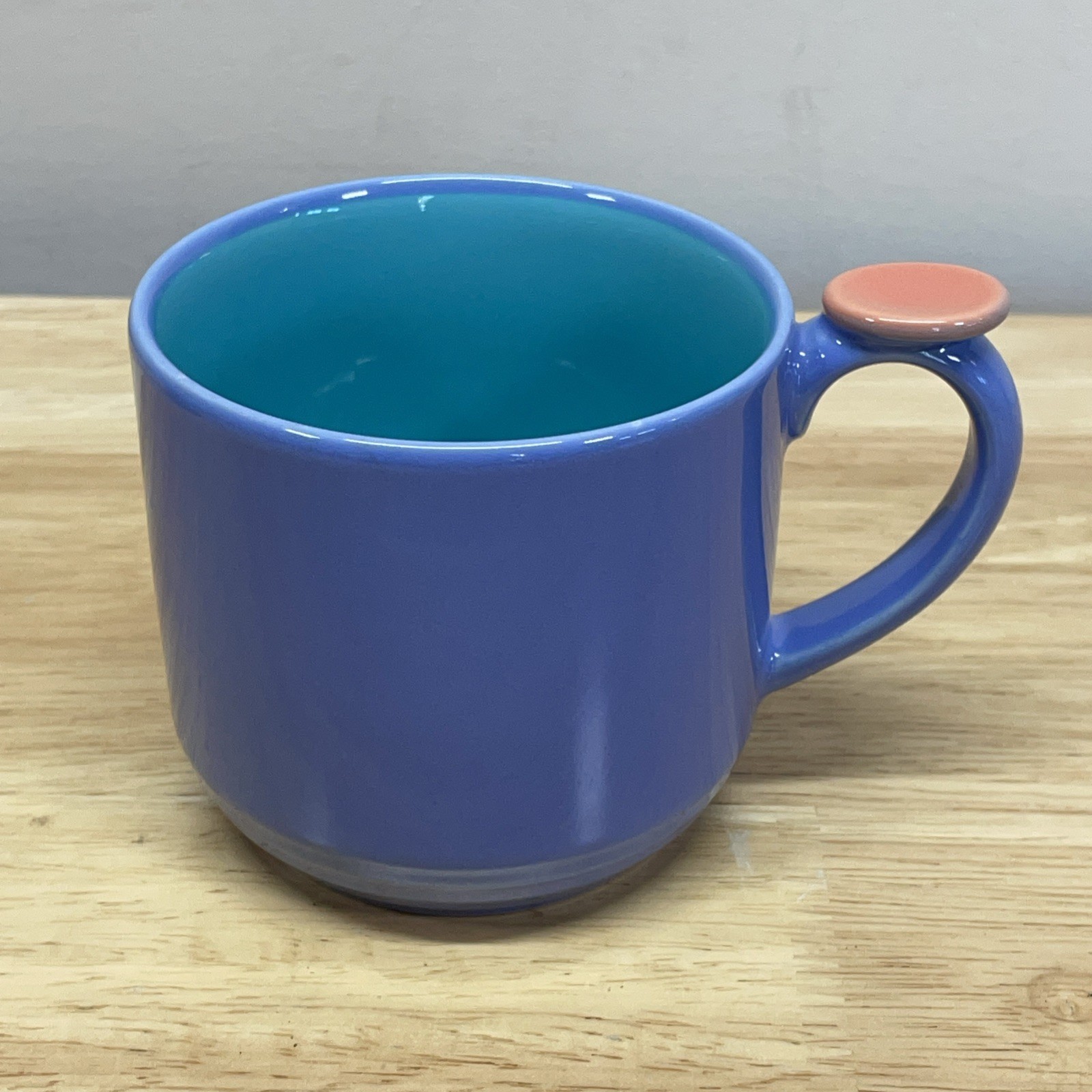 Vtg LINDT-STYMEIST COLORWAYS Blue Exterior Turquoise Interior Mug - Japan - VGUC
