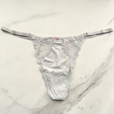 Victoria's Secret Dream Angels Lace-Trim Adjustable V-String Panty Silver SZ XL