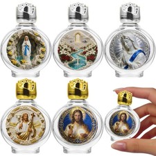5-Pack Small Glass Holy Water Bottles Bulk, Full-Color Sacred Icon Printed 0....