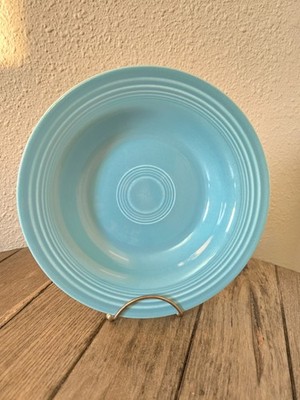 Vintage Fiesta Homer Laughlin HLC Fiestaware Rimmed Soup Bowl Turquoise 8.25'' 