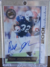 Press Pass 2001 Rudi Johnson Auburn Tigers Autograph Rookie NCAA Football Card