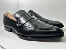 Gucci Interlocking G Men’s Black Leather Dress Loafers 407295 • Size 6.5