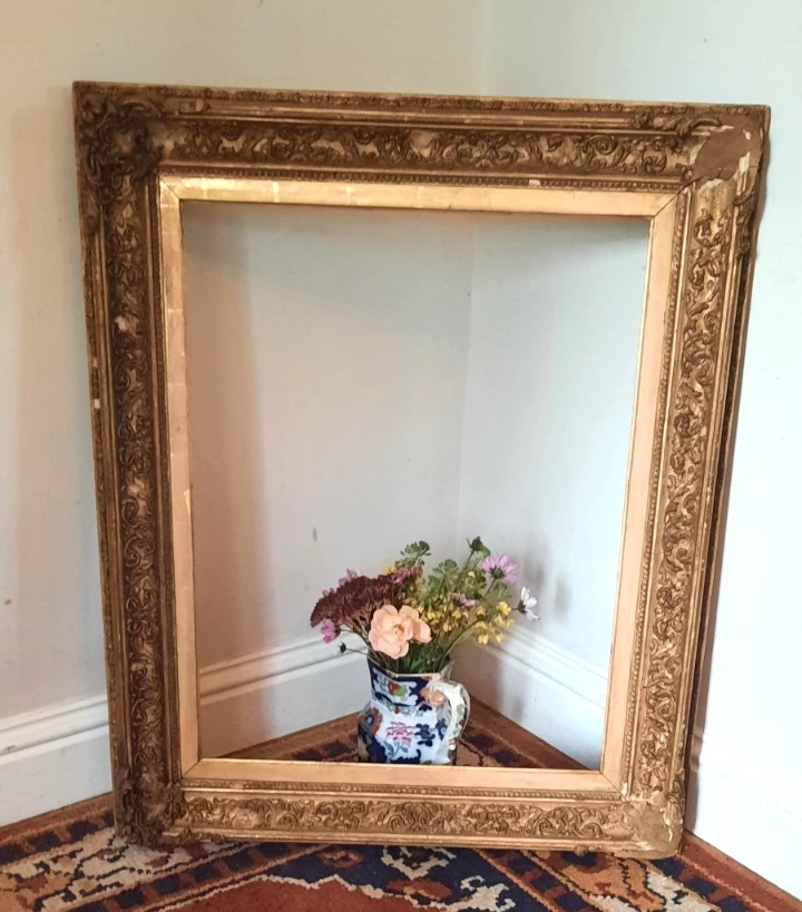 Antique Baroque Style 19th Century Large Ornate Giltwood  Picture Frame - Image 2 of 4