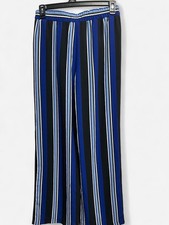 Black and Blue Striped Wide Leg Palazzo Pants with Pockets Forever 21 Size L