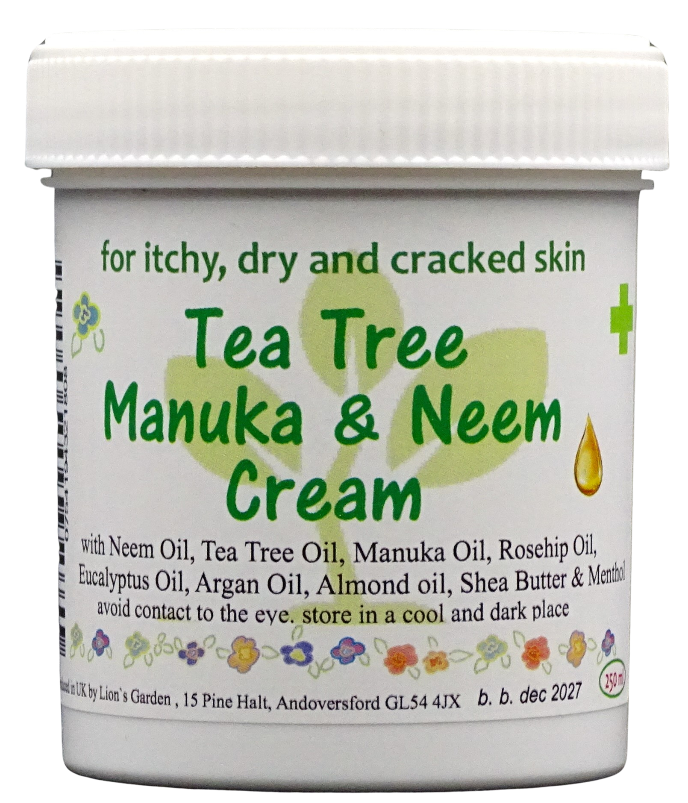 Tea Tree Manuka and Neem Cream 250ml , Antibacterial, Anti-fungal, Antiseptic