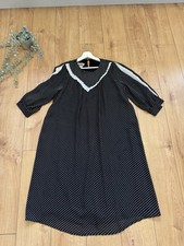 Just Jane Vintage Polka Dot Dress Size 14 Black and White Long Sleeve
