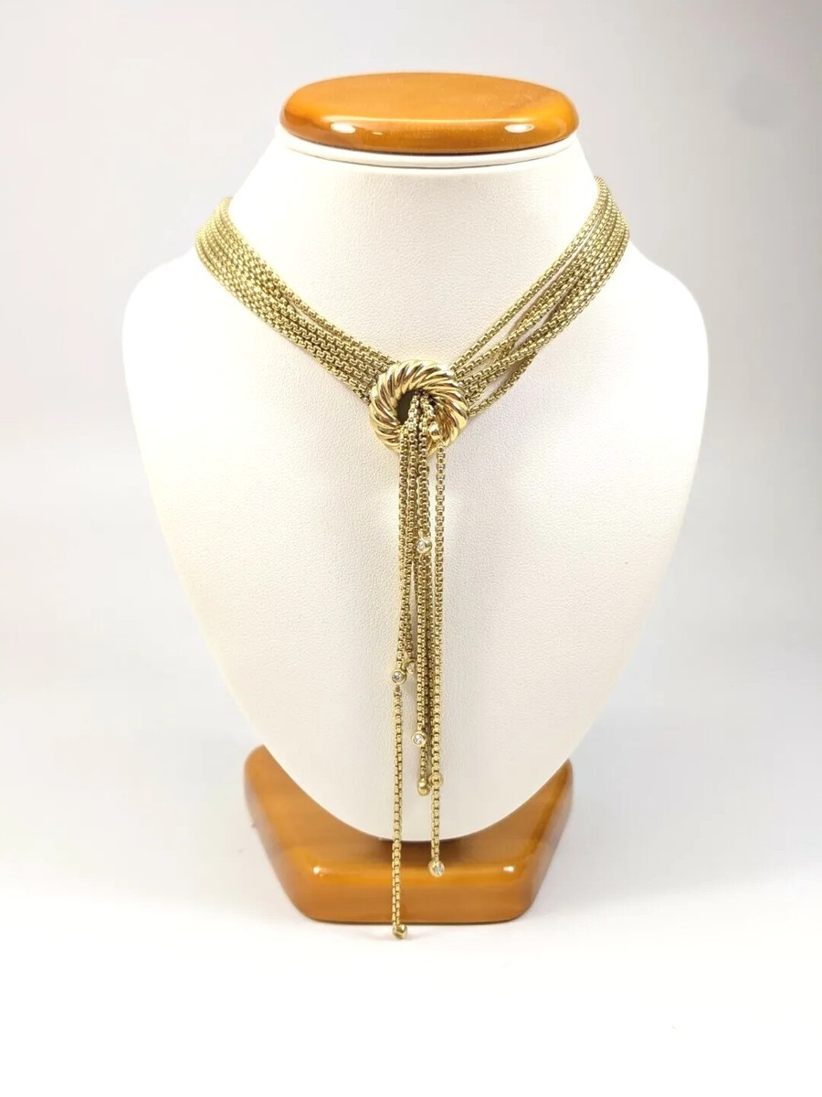 18K Yellow Gold David Yurman Diamond Lariat Tassel Strand