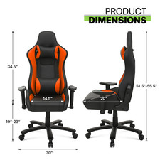 Orange [CARBON FIBER] Racing Gaming Chair Leather Ergonomic Swivel Computer Seat 3