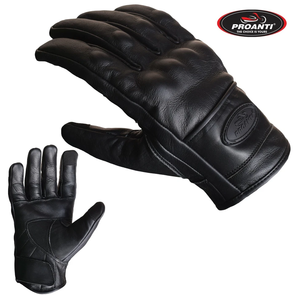 PROANTI Motorradhandschuhe Leder kurz Motorrad Handschuhe Touchscreen Funktion