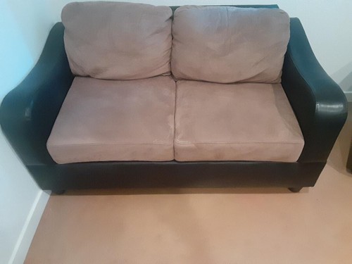 used living room set furniture beige brown plush seating | eBay