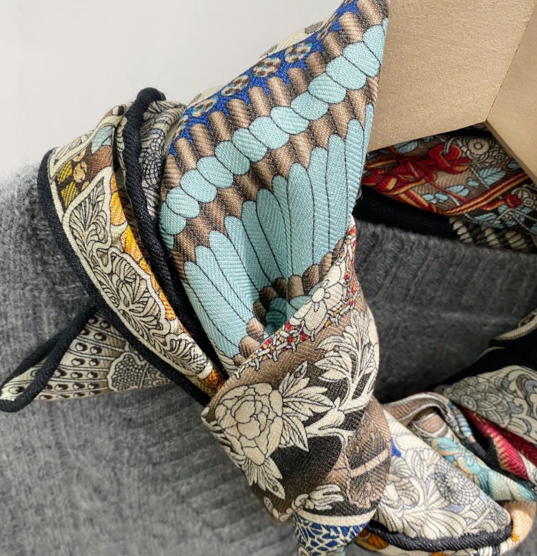 Xale 70% cashmere 30% seda envoltório cachecol estampa armadura dupla face 27"" novo - Imagem 2 de 4