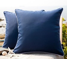 Pack of 2 Outdoor Waterproof Throw Pillow 18" x 18" Pack of 2 Dark Blue