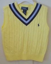 RALPH LAUREN POLO BOYS YELLOW V NECK SWEATER VEST SIZE 4 NEW WITH TAGS