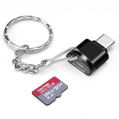 Type C TF Card/Memory Card Reader Adapter with Keychain, USB 3.0 Type-C to Mi...