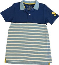 Mini Boden Blue Stripe Pique Polo Shirt 11 12 EUC
