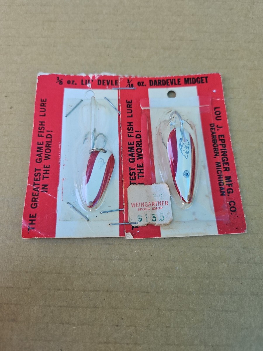 Cuillères Dardevle Red 1/8 Oz - Lot De 2 Leurres De Pêche Vintage (Emballage D'origine Ouvert)