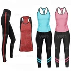 Women Yoga Fitness Leggings Vest Running Gym Stretch Sports Pants Workout 2pcs