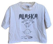 Alaska Princess Cruises T-Shirt Cropped Crop Top Sz L Eagle Igloo Fish USA Made