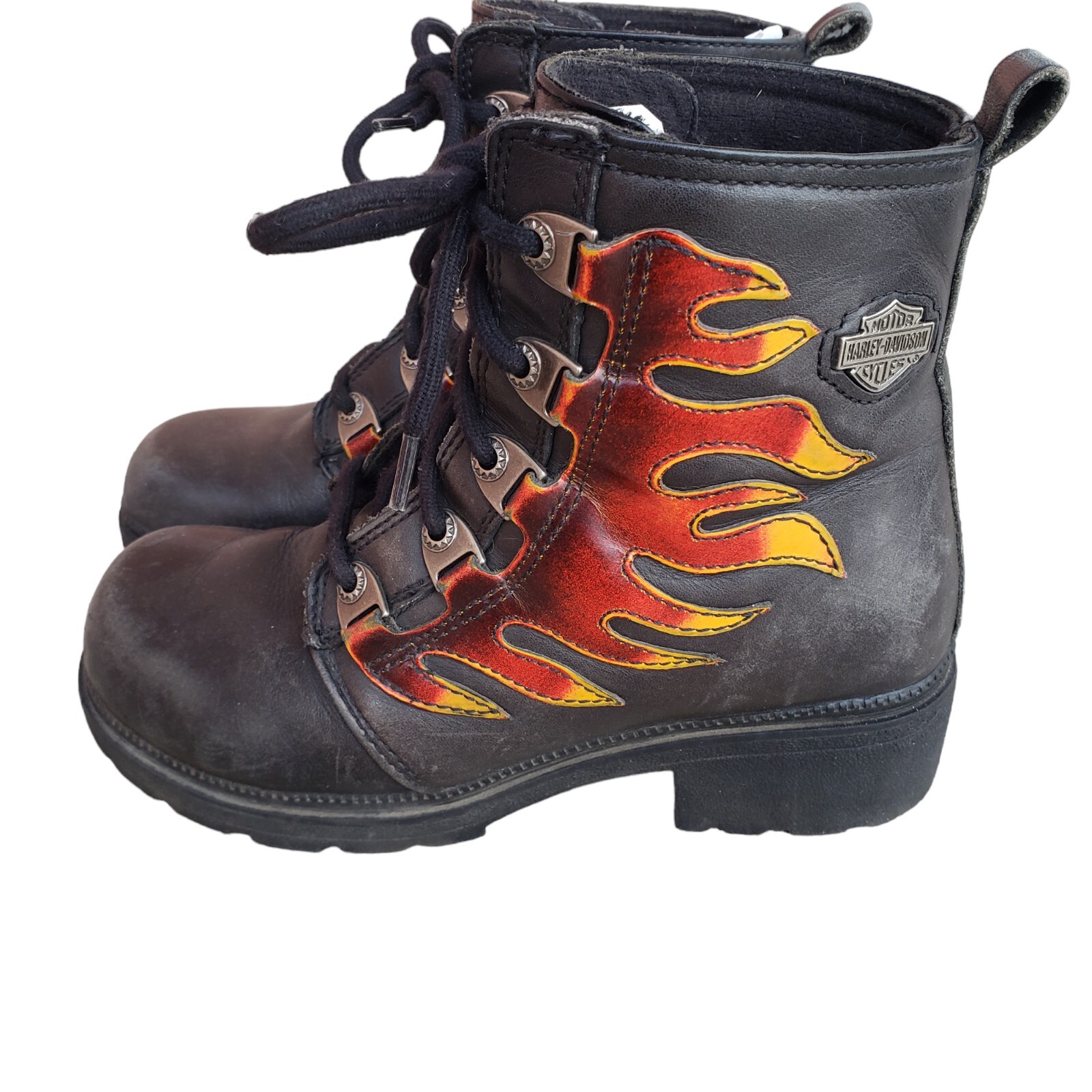 Harley Davidson Women’s Flame Riding Boots Size 6 Bla… Gem