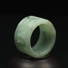 Size 13.5 Certified Grade A 100 Natural Green Jadeite Jade Thumb Ring 02213