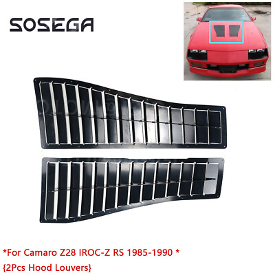 2x Vented Hood Louvers Scoop Replacement Fits For Camaro Z28 IROC-Z RS 1985-1990