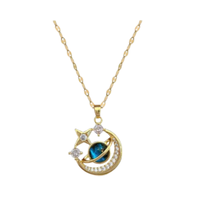 Goldene Halskette Mit Saturn AnhäNger – Galaxy Stil – Edler Damen Schmuck