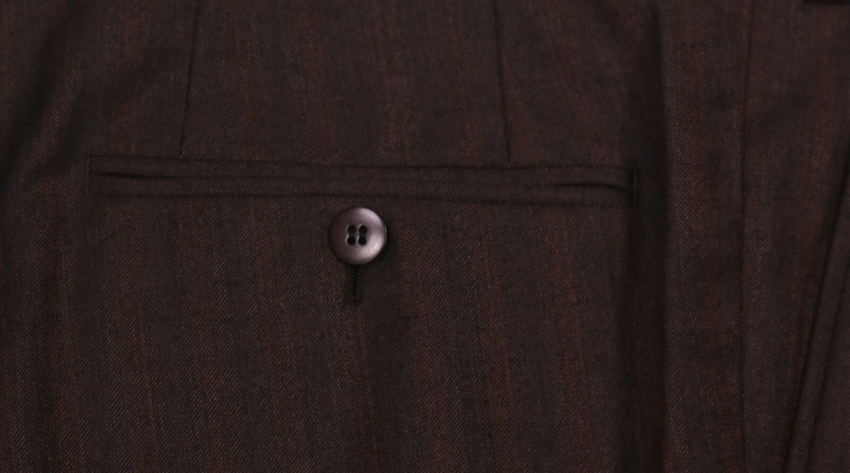 Brioni Pants 42x28 Brown Orange Black Herringbone Wool Pleated Dress Trousers - Image 3 of 4
