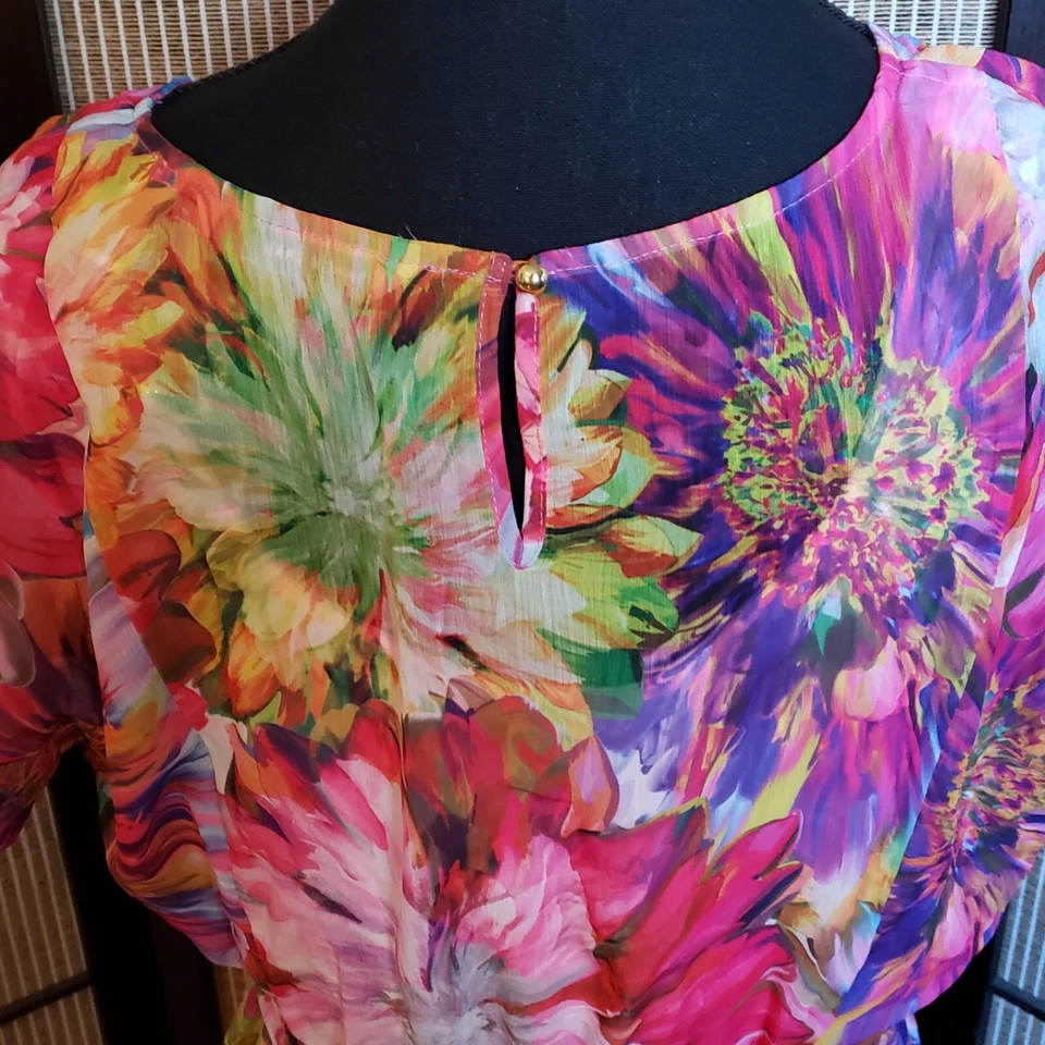 Maxi Vestido de Verano Multicolor Isaac Mizrahi Live para Mujer Talla 14 Foto 3 de 4