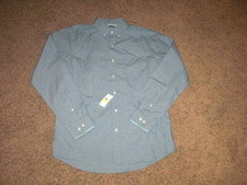 VAN HEUSEN blue pattern cotton blend long sleeve button front shirt M NEW NWT