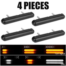 5" Oval Red+Amber Flowing LED Turn Signal Tail Light Bar Stop Brake DRL Truck