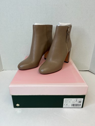 KATE SPADE NEW YORK Womens Brown Knott Round Toe Block Heel Leather Booties 7 B - 第 1/6 張圖片