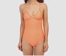 91 Splendid Women's Orange Hamptons Solid Rem Soft Cup One-Piece Swimsuit XS