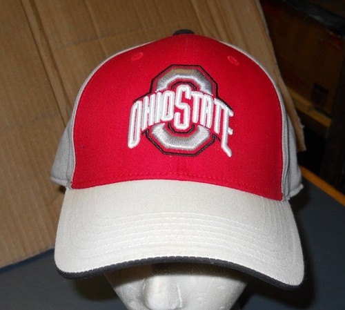 OHIO STATE RED WHITE GRAY CAP HAT L/XL 