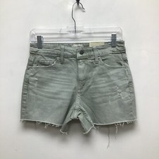 Universal Thread Womens Cut-Off Shorts Green Distressed Pockets High Rise 0 New