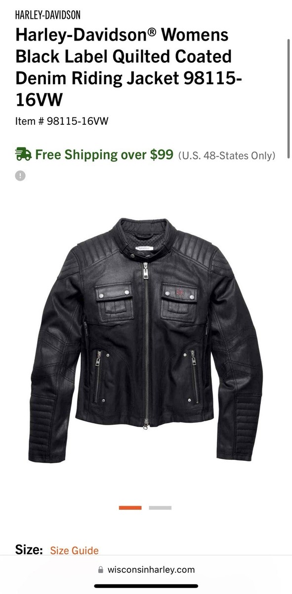 Harley-Davidson Womens Black Label Coated Denim Motorcycle Jacket