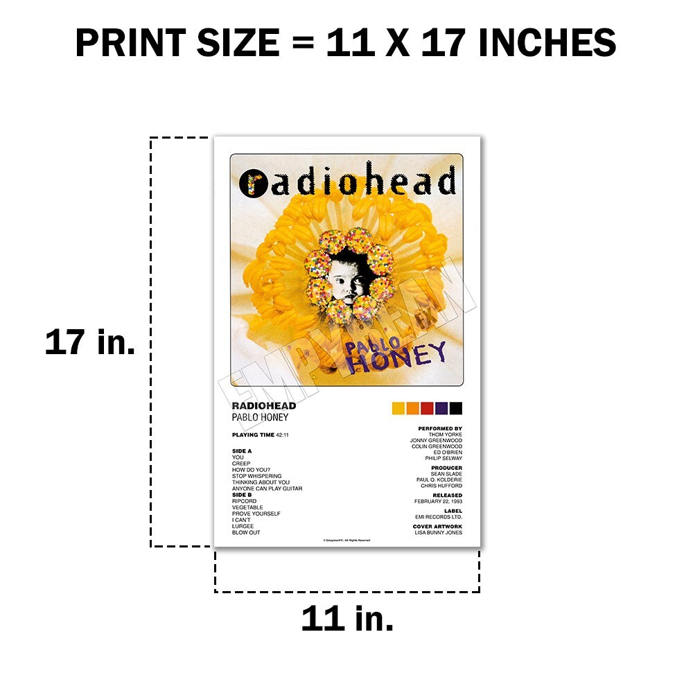 Radiohead Pablo Honey 1993 Vinyl Record LP Album Poster Art Print
