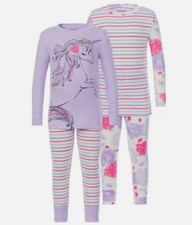 KIRKLAND GIRLS 4 PIECE PAJAMA SET UNICORNS LAVENDER/PINKS 4T NWT