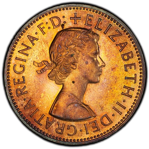 PR64RB 1970 UK Great Britain 1 Penny Proof, PCGS Trueview- Rainbow Toned - Picture 5 of 6