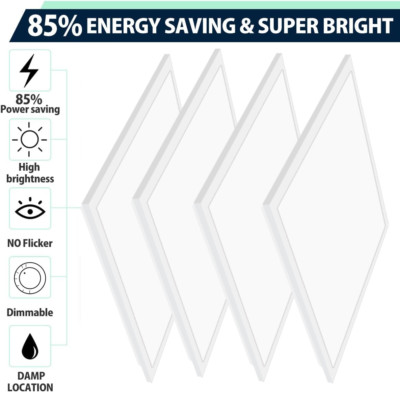 2x2 FT LED Flat Panel Lights, 0-10V Dimmable 5800LM Recessed Drop Ceiling Lights
