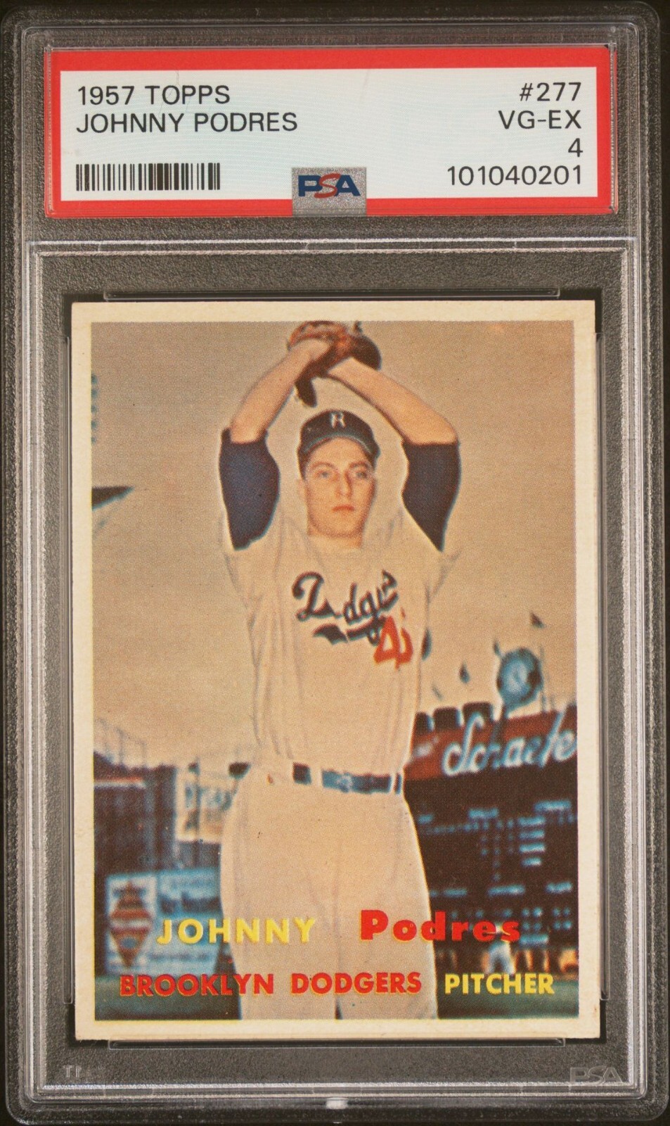 1957 TOPPS JOHNNY PODRES #277 PSA 4 VG-EX