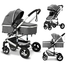 3-In-1 Convertible Baby Newborn Stroller, Lightweight Foldable High Landscape