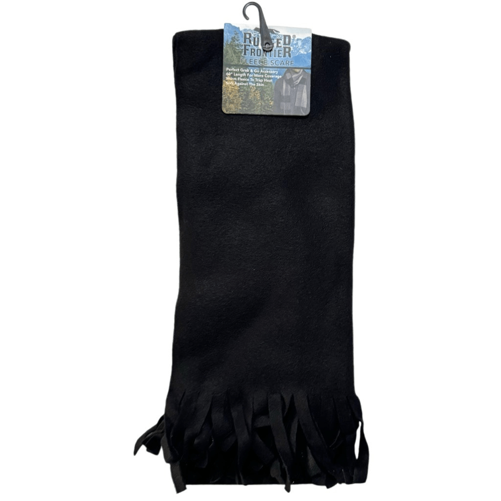 RUGGED FRONTIER SOLID BLACK WINTER SCARF 60” One Size FLEECE