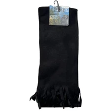RUGGED FRONTIER SOLID BLACK WINTER SCARF 60” One Size FLEECE FRINGE NWT
