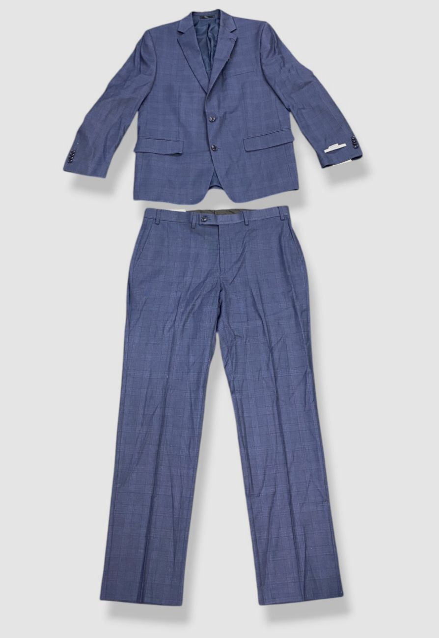 Perry Ellis Men's Blue Plaid Modern-Fit 2-Piece Jacket Pants