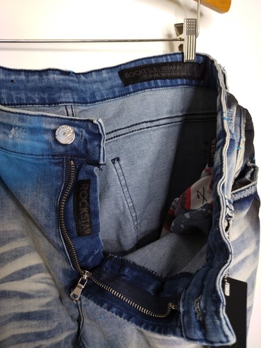 Pantalones de mezclilla Rockstar originales para hombre talla 40X33 con ribete de pintura ultra ajustados - Imagen 4 de 7