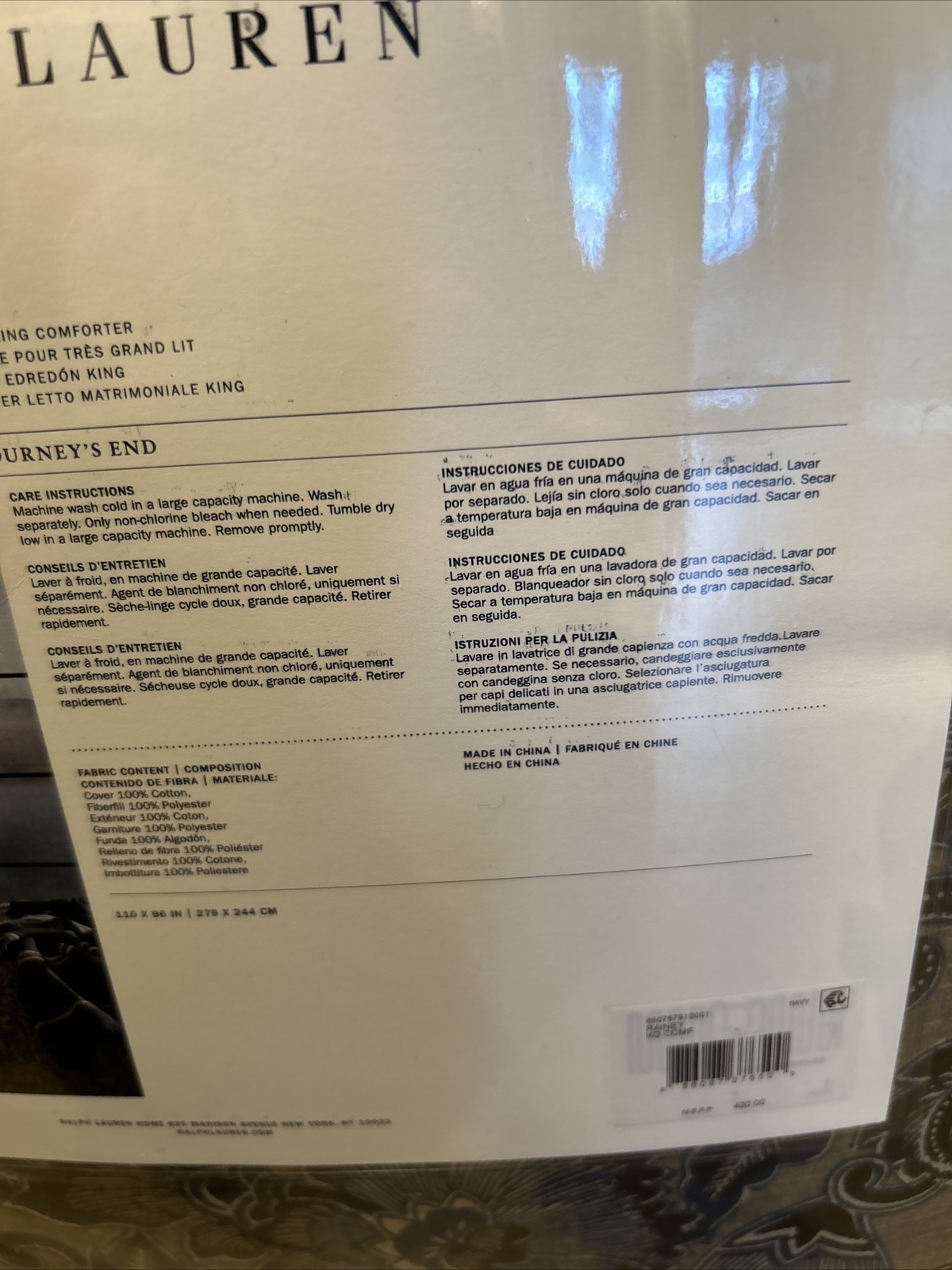 NWT RALPH LAUREN KING JOURNEYS END RAINEY NAVY BLUE FLORAL COMFORTER