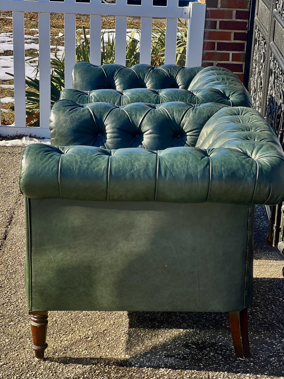 Hand Made Tufted Green English Leather Chesterfield Club Chairs By ...